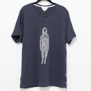 rag & bone Men's Black with Gray Astronaut Graphic Tee Shirt Size Large